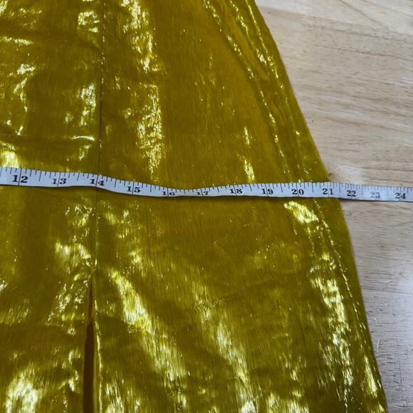 Theia NWT One Shoulder Fuzzy Texture Gold Maxi Gown Size 4 *Sample Dress* - Picture 6 of 9